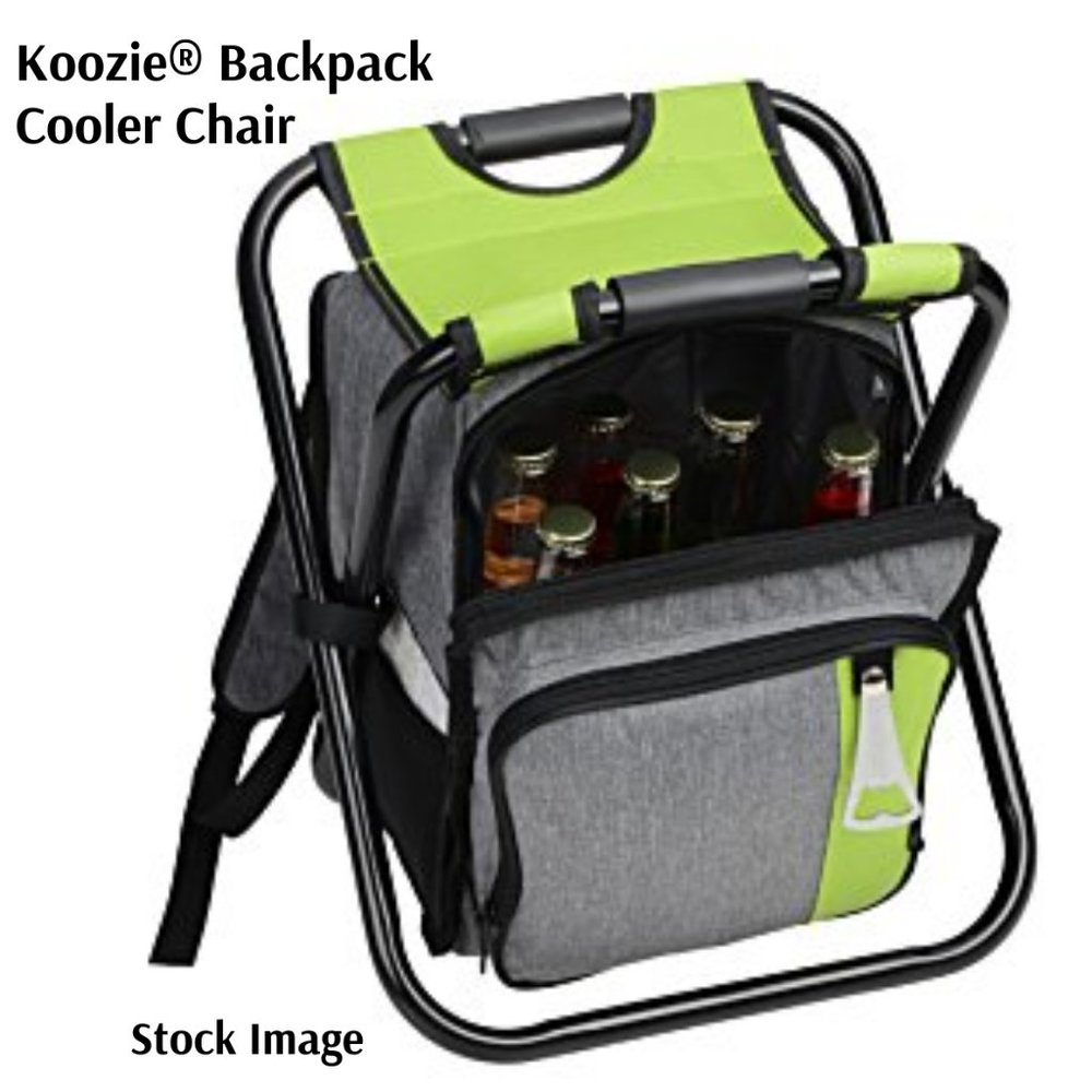 Koozie® Backpack Cooler Chair in Lime & Gray w/ Adjustable Backpack Straps, NWOT